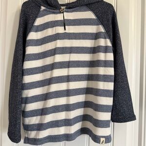 Kids Hooded Striped Pullover Sweater - Navy & White